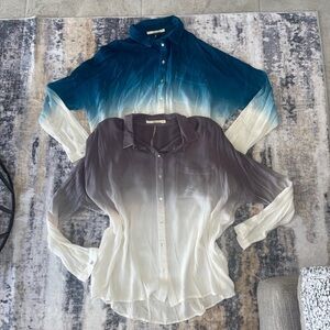 Bundle of 2 Long Sleeve Ellison Anthropologie Tops Button-Up Blouse Size Medium